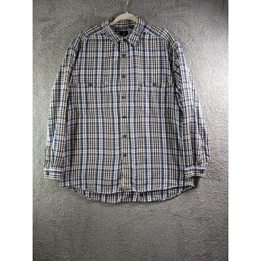 Levi's Shirt Men's XL Button Up Long Sleeve Cotton Blue Multi Plaid